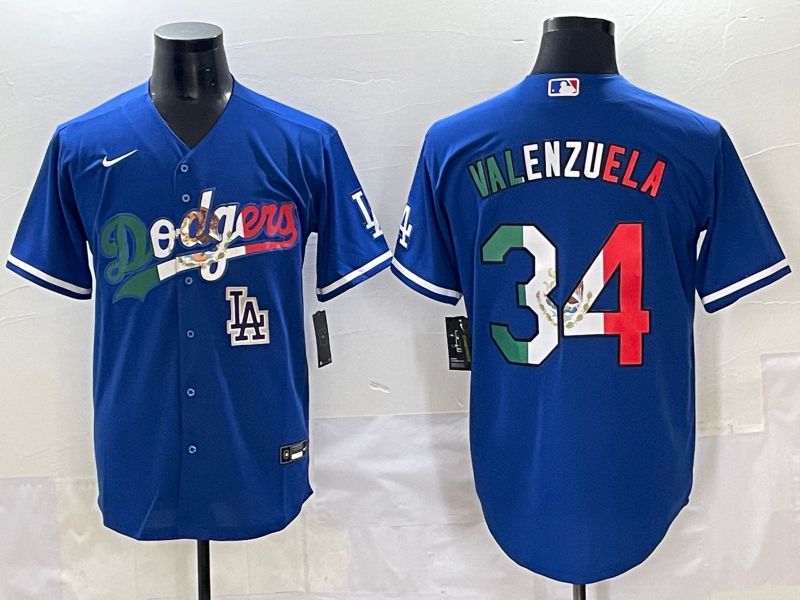 Men 2025 Los Angeles Dodgers #34 Valenzuela Blue Nike MLB Jersey style 71513